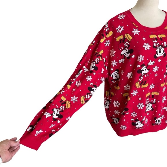 Disney Mickey Mouse Snowflakes Christmas Cotton Blend CrewNeck Sweater Women XXL - Picture 6 of 8